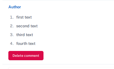 Rendered ordered list tag