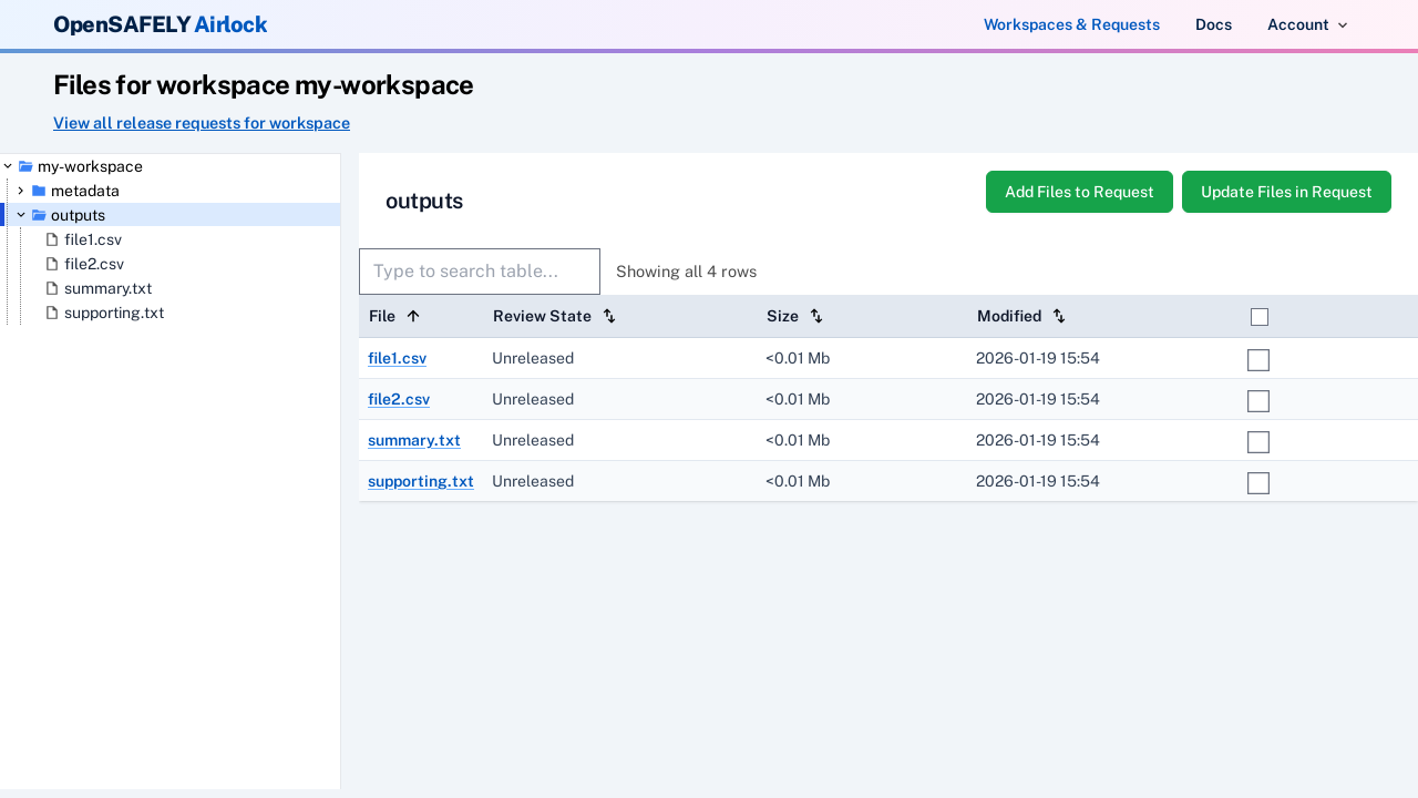 Workspace directory view